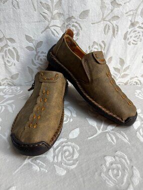 Men's Casual Shoes Leather Slip-On Loafers Side Zipper Flats Moccasins Driving